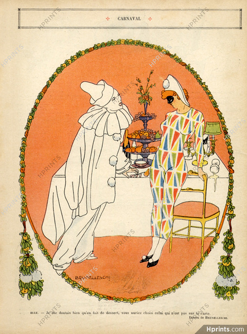 Umberto Brunelleschi 1909 Pierrot and Harlequin, Carnival Costume