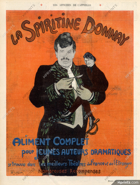 Leonetto Cappiello 1907 La Spiritine Donnay, Caricature, Academician Costume