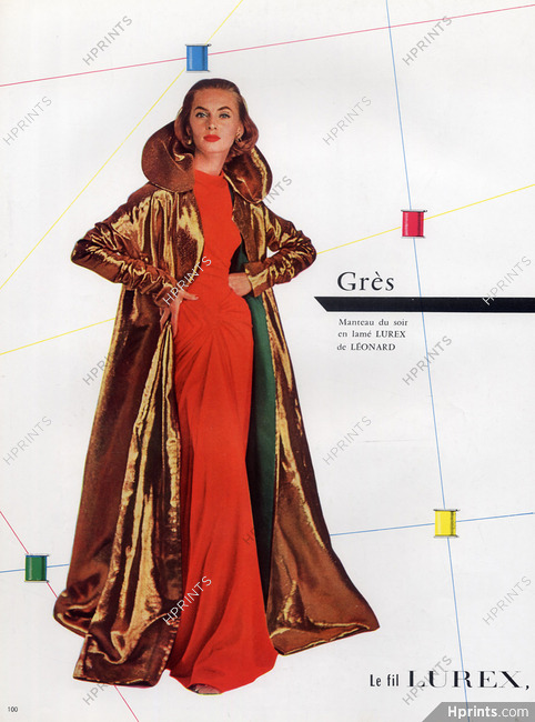 Grès (Couture) 1955 Evening Coat, Lurex, Leonard & Cie