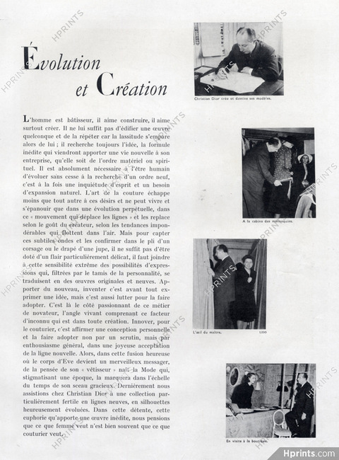 Évolution et Création, 1947 - Christian Dior Mr Dior
