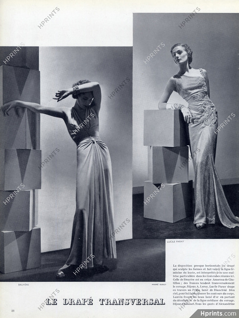 Bruyère & Lucile Paray 1937 Evening Gown, Chatillon, Bianchini Férier, André Durst