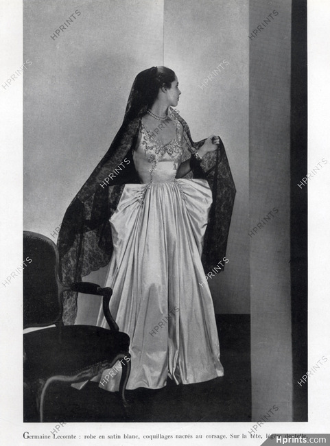 Germaine Lecomte 1950 Evening Gown