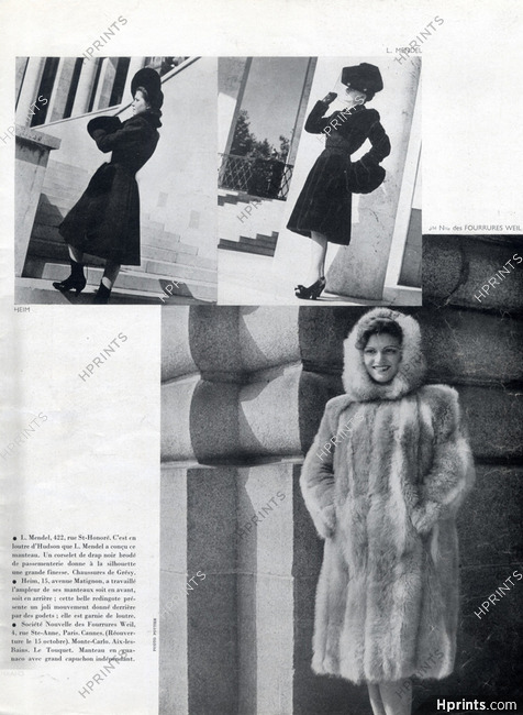 Weil, Heim & Mendel (Fur) 1942 Fur Coats, Photo Philippe Pottier