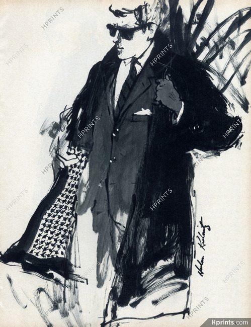 Aquascutum 1961 Coat for Man, Drawing Krakovitz