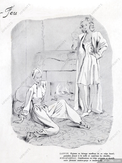 Schiaparelli & Jeanne Lanvin 1942 Pajamas, Nightgown