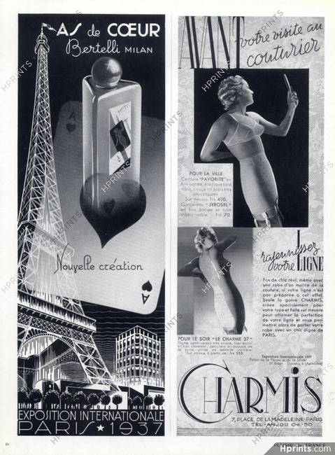 Charmis (Lingerie girdle) & Bertelli (Perfumes) 1937 Eiffel Tower