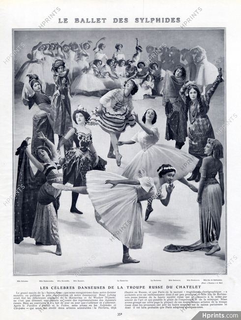 Russian Ballet 1909 Ida Rubinstein, Anna Pavlova, Tamara Karsavina... Dancers, Sylphides