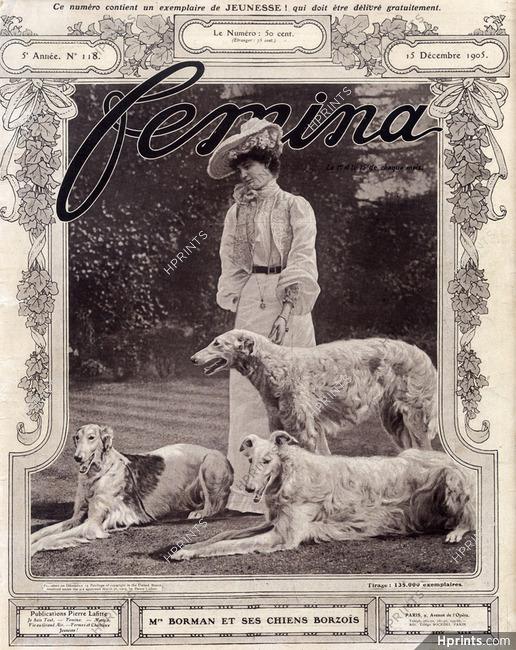 Mrs Borman 1905 Borzoïs, Greyhound Dogs
