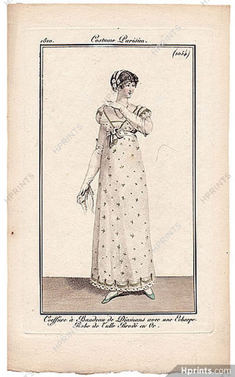 Le Journal des Dames et des Modes 1810 Costume Parisien N°1054