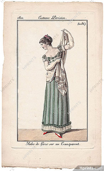 Le Journal des Dames et des Modes 1810 Costume Parisien N°1086 Shawl