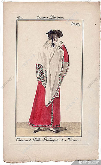 Le Journal des Dames et des Modes 1810 Costume Parisien N°1097 Kashmir Shawl