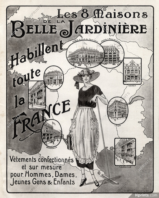 Belle Jardinière 1921 Gardener, Stores in France