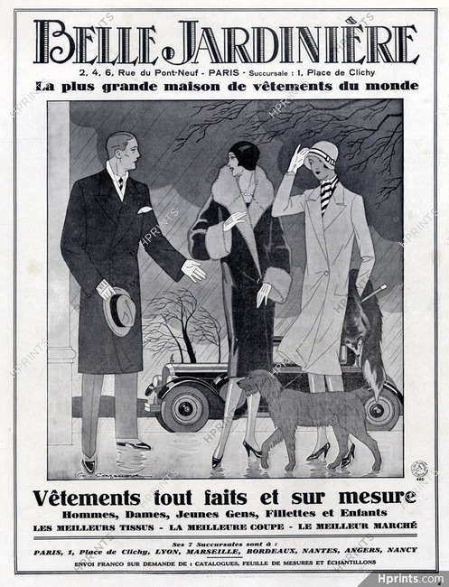 Belle Jardinière (Department store) 1929 Winter Coats, Elegant Parisienne, G. Cazenove