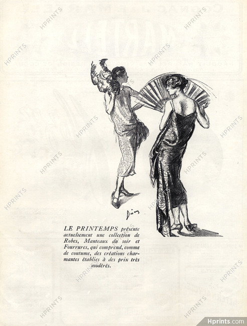Au Printemps (Department Store) 1924 Evening Gown, Etienne Drian
