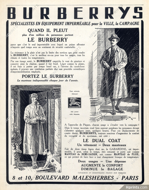 Burberrys (Clothing) 1927 Raincoats, Dual Coat