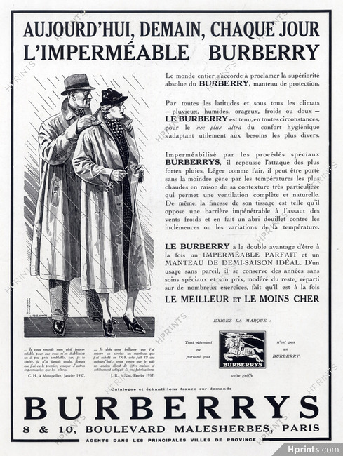 Burberrys (Clothing) 1937 Fashion Sport, Raincoats, G. Scott