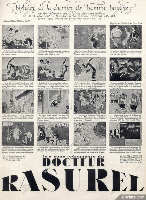 Docteur Rasurel (Underwear) 1926 Histoire de la Chemise de l'Homme Heureux, Gus Bofa, Comic Strip
