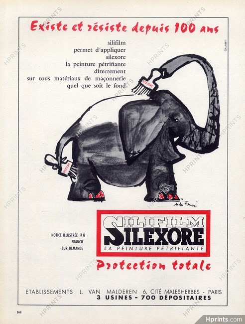 Silexore Silifilm 1958 Ets L. Van Malderen, André François, Elephant