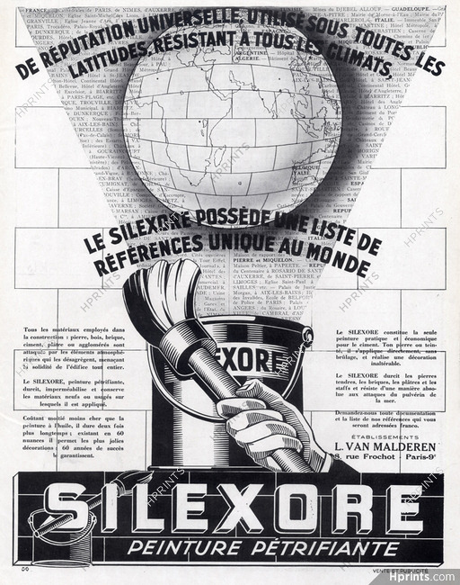 Silexore 1928 Ets L. Van Malderen, Globe, World