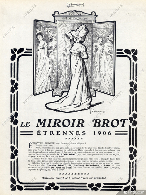Miroir Brot (Mirror) 1905 Art Nouveau Style
