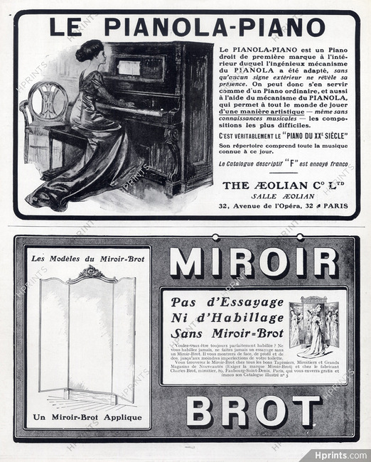 Miroir Brot (Mirror) 1910 Model Applique, Pianola
