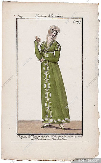 Le Journal des Dames et des Modes 1809 Costume Parisien N°1019
