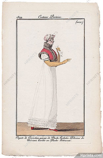 Le Journal des Dames et des Modes 1809 Costume Parisien N°1021