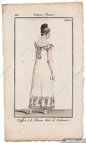 Le Journal des Dames et des Modes 1813 Costume Parisien N°1308 Chinese Hairstyle, Cashmere