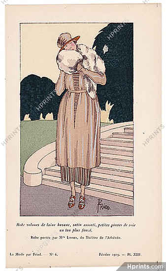 Fried 1919 Velvet Dress, Miss Linska, Pochoir