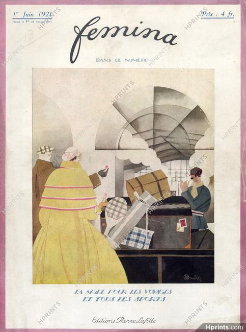 Charles Martin 1921 Fashion for the Journeys, Luggage, Femina Original Cover