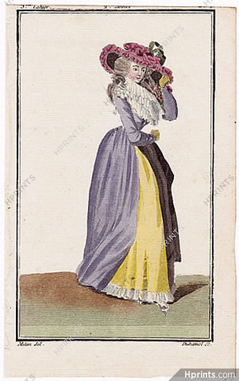 Magasin des Modes Nouvelles Françoises et Angloises 1786 cahier n°3, plate n°1, Mitan, Closed Gown