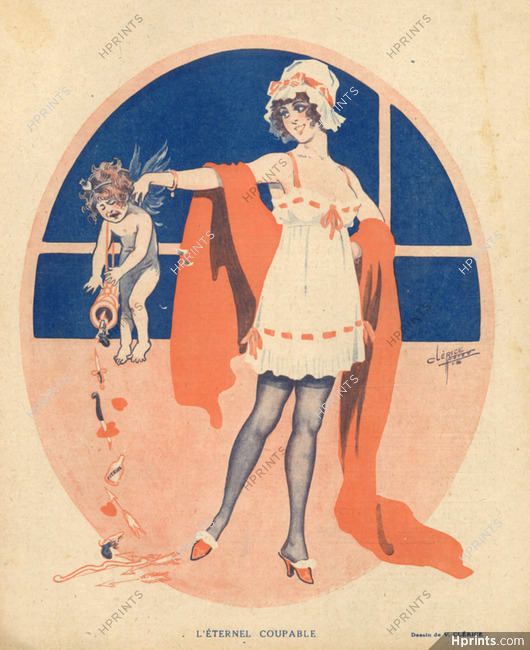 V. Clérice 1918 Sexy Girl, Lingerie, Nightgown