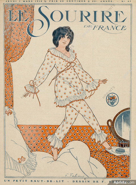Fabien Fabiano 1918 Attractive Girl, Pajamas