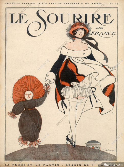 Fabien Fabiano 1918 "La femme et le Pantin" Sexy Girl, Marionette, Puppet, Wind
