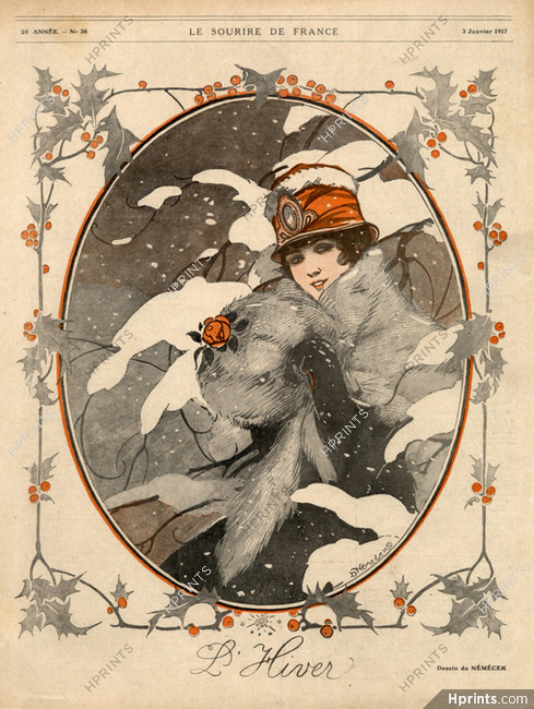 A. Némecek 1918 Winter, Elegant Parisienne