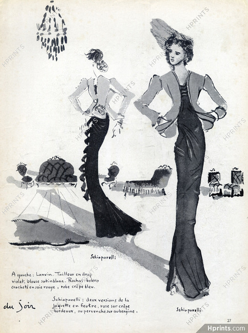 Schiaparelli 1936 Evening Gown and Jacquette Christian Berard