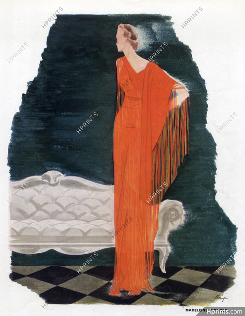 Madeleine Vionnet 1935 Evening Gown with long Fringes, Léon Bénigni