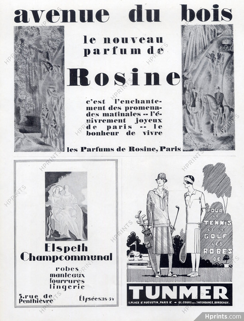 Rosine (Perfumes) 1926 "Avenue du Bois" Tunmer, Elspeth Champcommunal