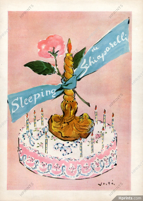 Schiaparelli (Perfumes) 1946 Sleeping, Marcel Vertès, Birthday Candles