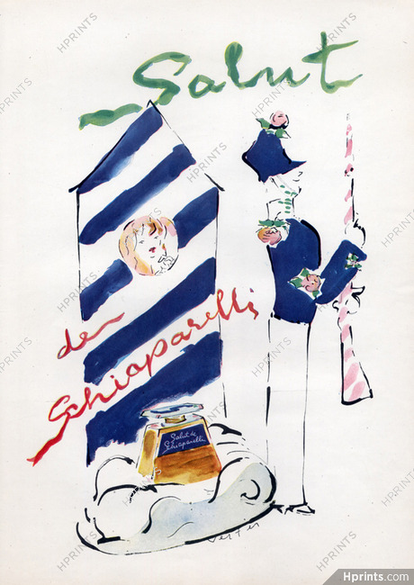 Schiaparelli (Perfumes) 1947 Salut, Marcel Vertes, Guard