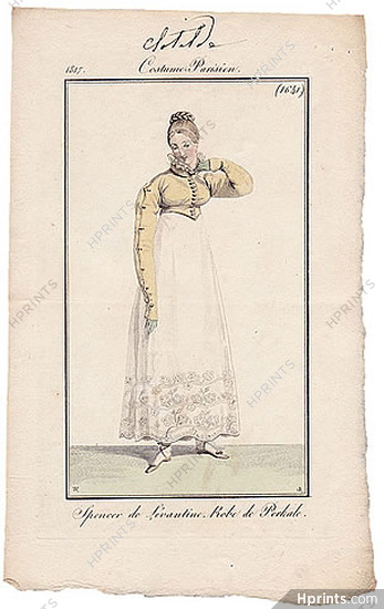 Le Journal des Dames et des Modes 1817 Costume Parisien N°1641 Horace Vernet