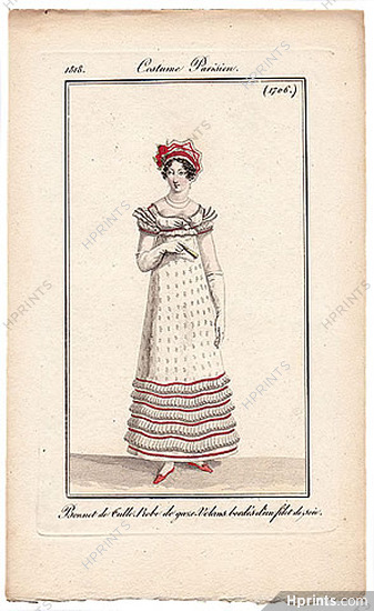 Le Journal des Dames et des Modes 1818 Costume Parisien N°1706