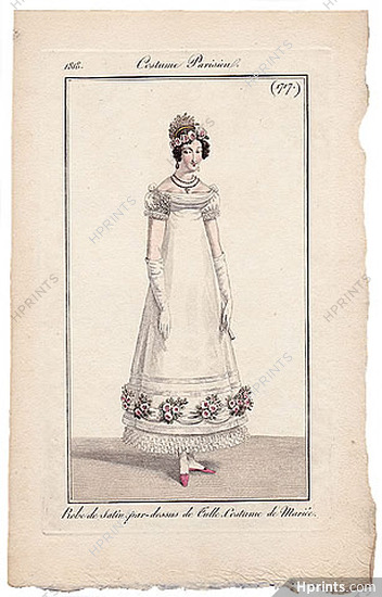 Le Journal des Dames et des Modes 1818 Costume Parisien N°1717 Wedding Dress