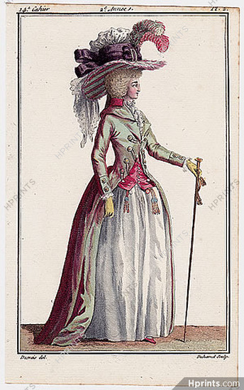 Magasin des Modes Nouvelles Françoises et Angloises 1787 cahier n°14, plate n°2, Claude-Louis Desrais