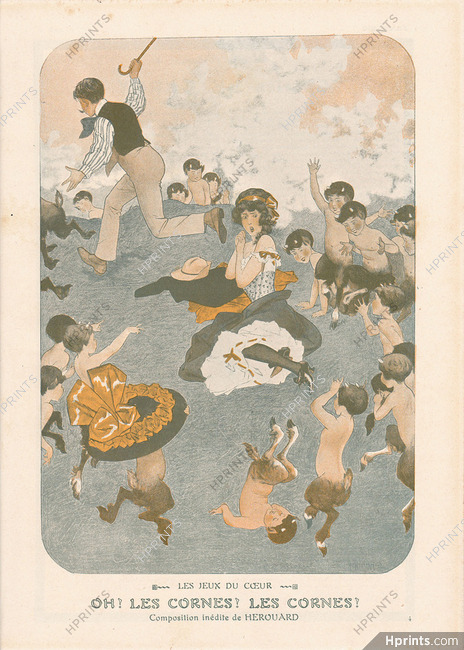 Chéri Hérouard 1910 "Les Cornes !" Fauns, Children