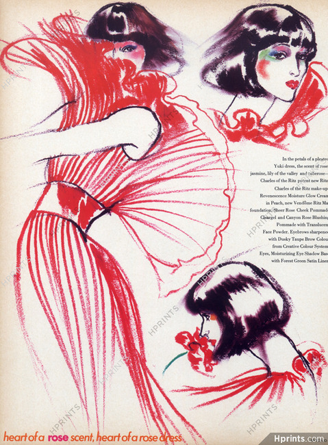 Antonio Lopez 1973 Yuki Dress, Charles Of The Ritz Make-up
