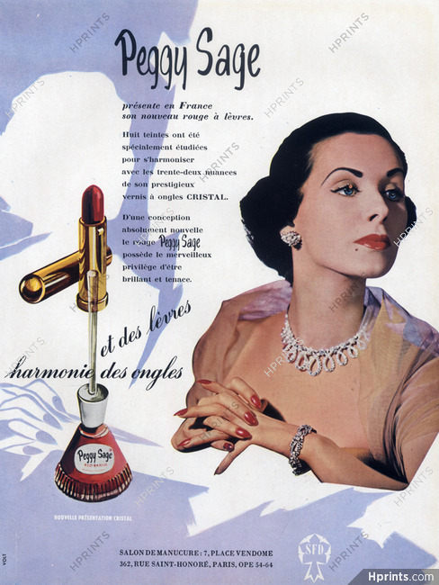 Peggy Sage (Cosmetics) 1951 Nail Polish, Lipstick