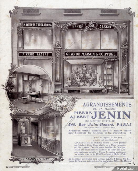 Pierre & Albert Jenin (Hairstyle) 1910 Shop, Store, Art Nouveau Style
