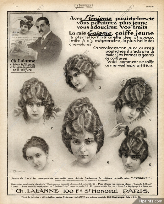 Lalanne (Hairstyle) 1914 Portrait Ch. Lalanne, Hairpieces