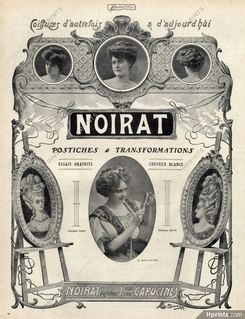 Noirat (Hairstyle) 1908 Hairpieces, Art Nouveau Style